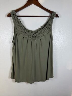 Maurices Olive Green Tank with Smocked Neckline